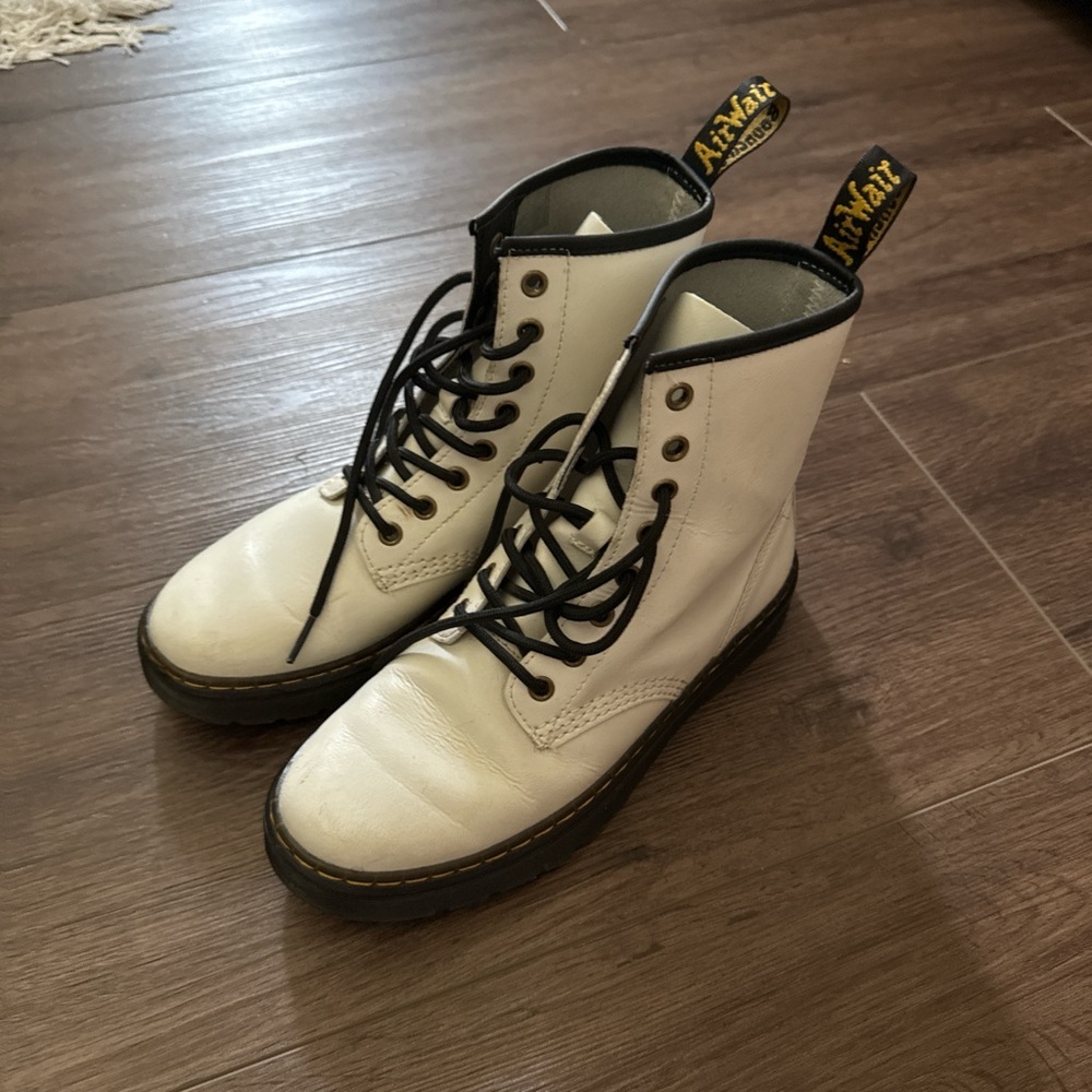 Dr. Martens White Boots with Black Accents